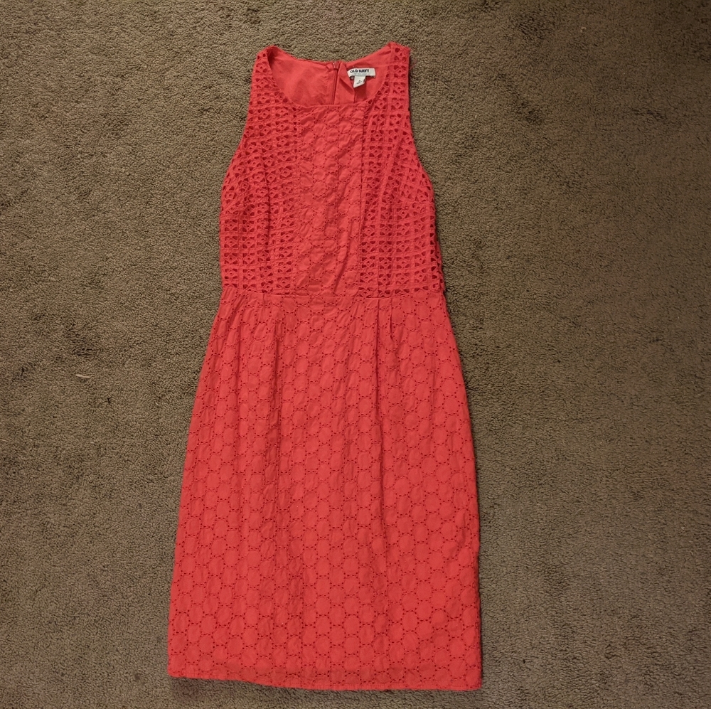 Old Navy Pink Cotton Eyelet Sheath Dress 0